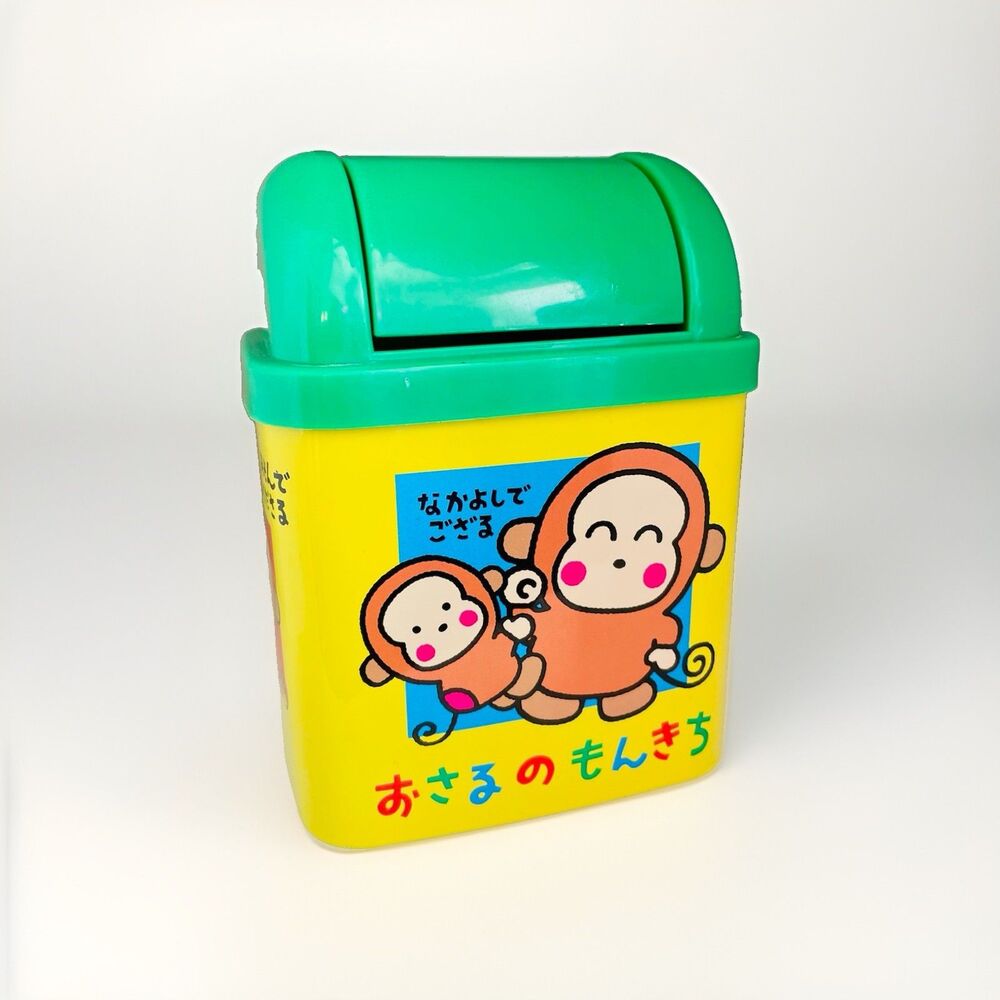 Vintage 1992–1993 Sanrio Osaru Monkichi Mini swing-lid Trash Can Mailbox